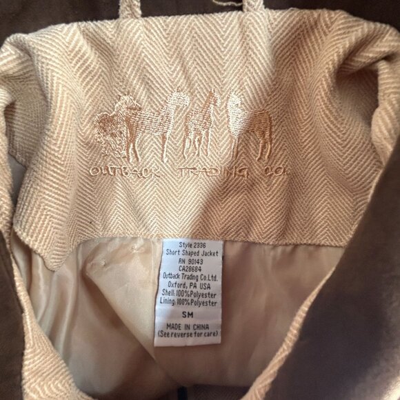 Outback Trading Co. Womens Zip Front Short Shaped Jacket Small Beige Pockets - Picture 3 of 8